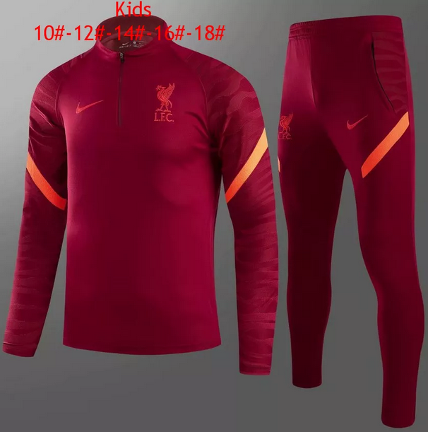 Kids 2021/22 Liverpool Red Sweatshirt with Pants Youth Training Suits